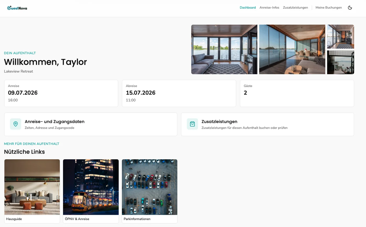 Gästekonto mit Buchungshistorie in der Booking Engine